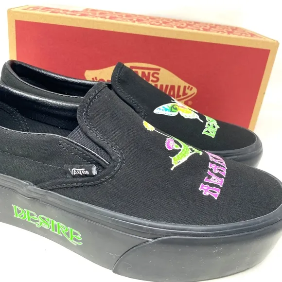 VANS Classic Slip On Stackform Shoe For Women Black Canvas Low Top VN0A7Q5R1OJ