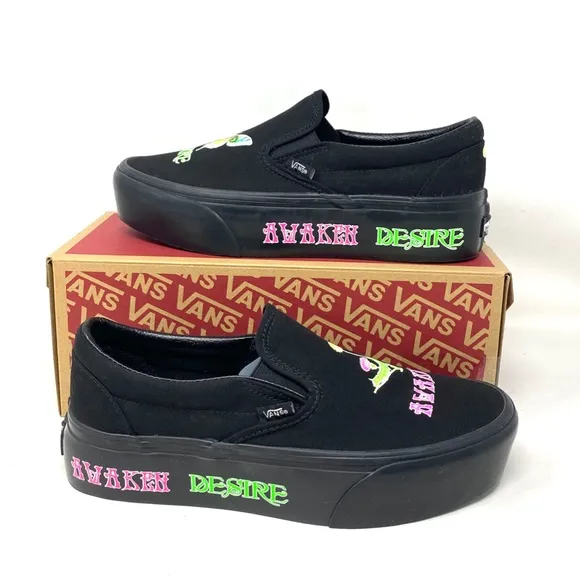 VANS Classic Slip On Stackform Shoe For Women Black Canvas Low Top VN0A7Q5R1OJ