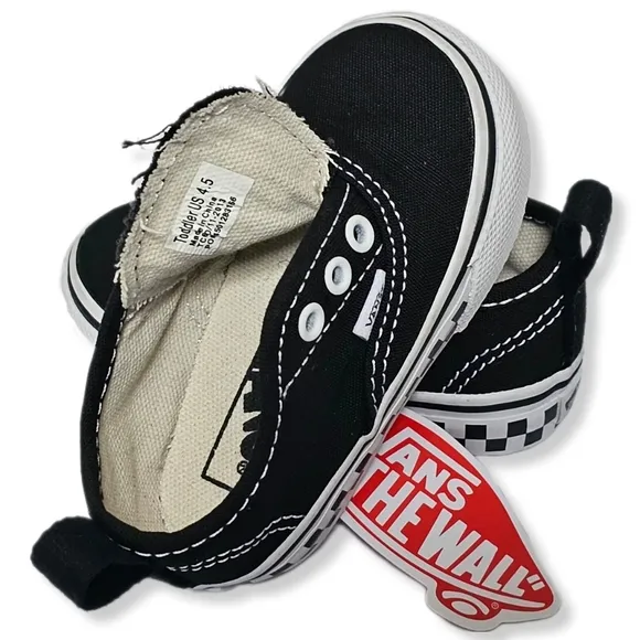 VANS Era &quot;Check iFoxing&quot; (Black) Slip on Velvro Toddler Shoes Size 4.5   4004