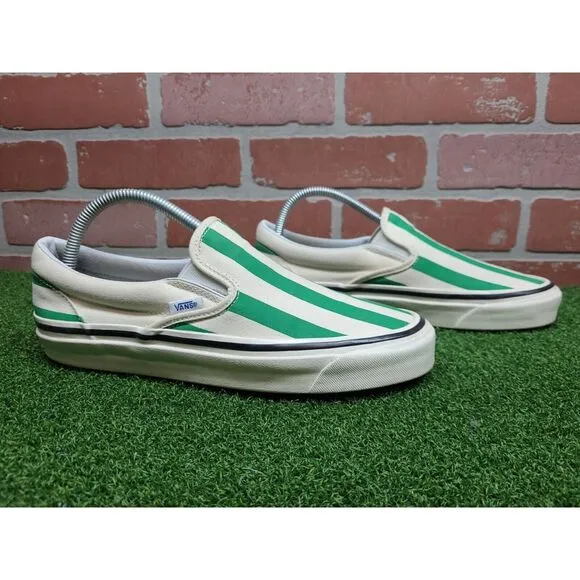 Vans Green‎ White Stripes Off The Wall Style 98 Mens 8 (Wm 9.5) Ultracush Soles