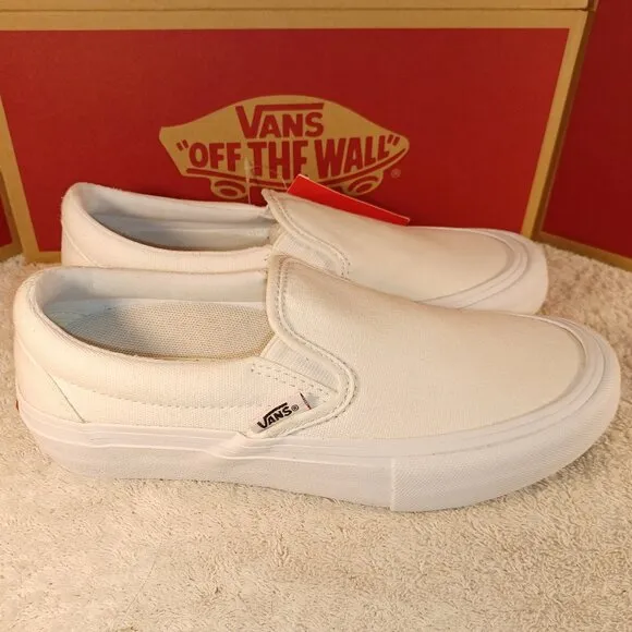 Vans Men's 4.5/Women's 6 Slip-On Pro White Canvas