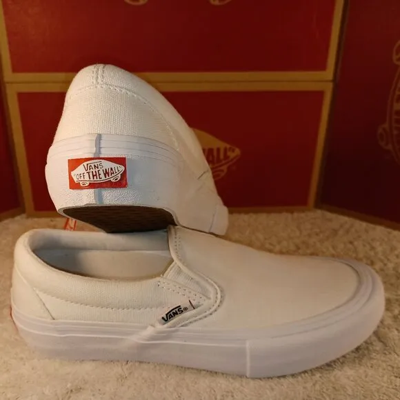 Vans Men's 4.5/Women's 6 Slip-On Pro White Canvas