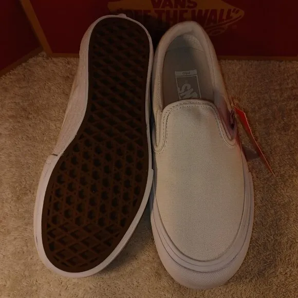 Vans Men's 4.5/Women's 6 Slip-On Pro White Canvas