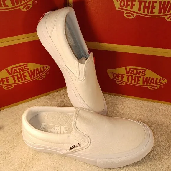 Vans Men's 4.5/Women's 6 Slip-On Pro White Canvas