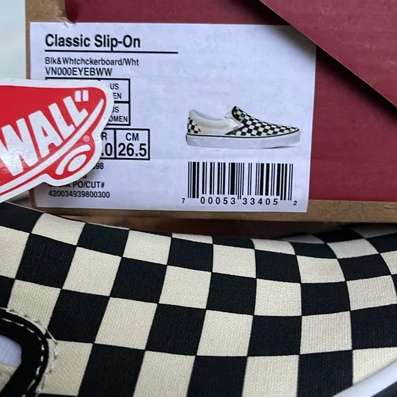 Vans Men’s Classic Slip-On BIk&amp;Whtchckerboard/WhtVN000EYEBWWSneakers