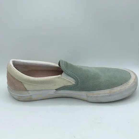 Vans men’s slip-on Pro Washout blue antique white canvas and suede sneakers