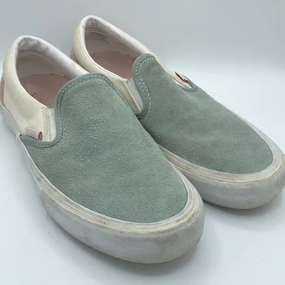 Vans men’s slip-on Pro Washout blue antique white canvas and suede sneakers