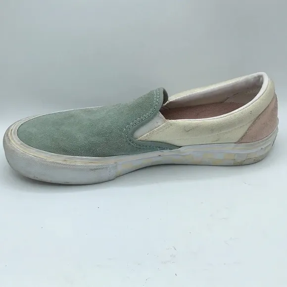 Vans men’s slip-on Pro Washout blue antique white canvas and suede sneakers