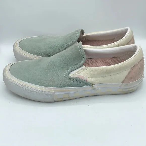 Vans men’s slip-on Pro Washout blue antique white canvas and suede sneakers