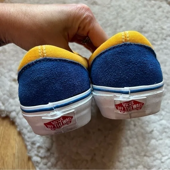 Vans OFF THE WALL Old Skool Red Blue Suede Yellow Canvas  Lace Up Sneaker