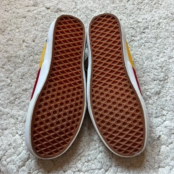 Vans OFF THE WALL Old Skool Red Blue Suede Yellow Canvas  Lace Up Sneaker