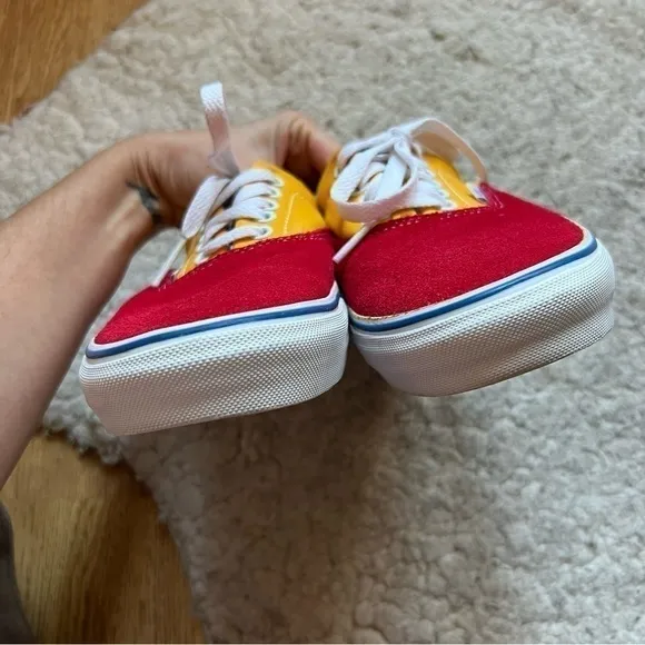 Vans OFF THE WALL Old Skool Red Blue Suede Yellow Canvas  Lace Up Sneaker
