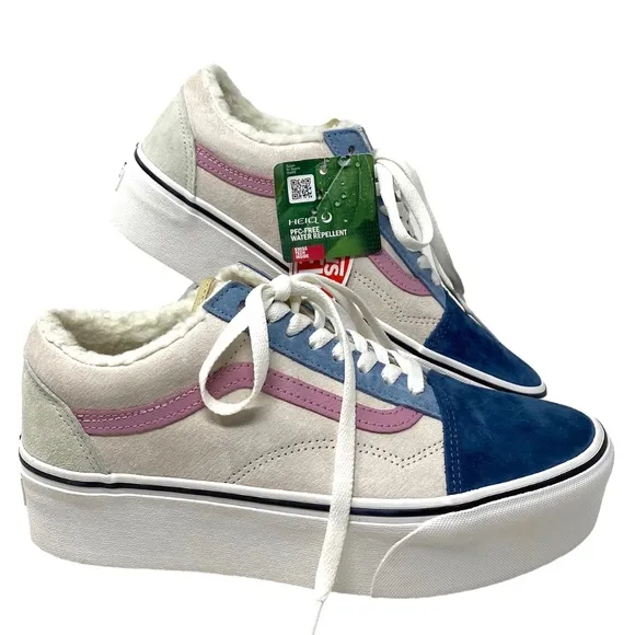 VANS Old Skool Platform For Women Sherpa Suede Multi Low Top Shoes VN0A7Q5MMUL