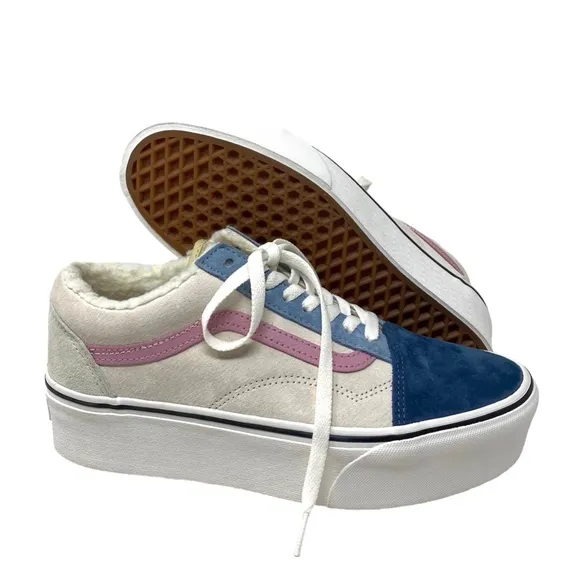 VANS Old Skool Platform For Women Sherpa Suede Multi Low Top Shoes VN0A7Q5MMUL