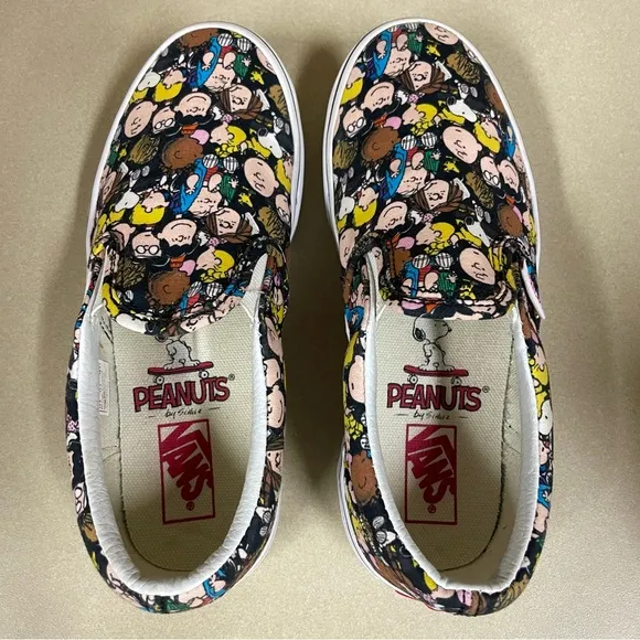 Vans Peanuts Classic Sneakers Boys 1 Girls The Gang Slip-Ons Skate Shoes Snoopy