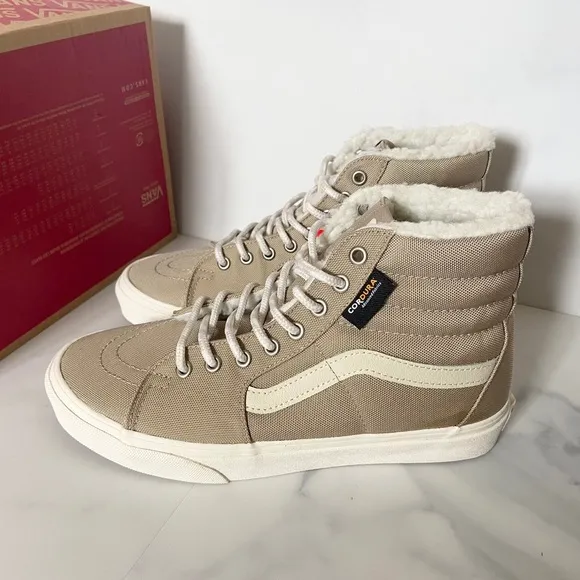 Vans Sk8-Hi Cordura Sherpa Walnut Vn0a4bvt1nu Women 9.5