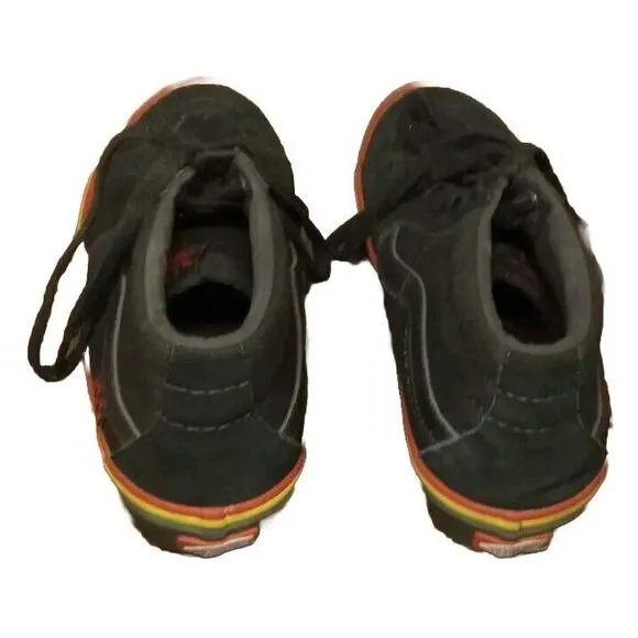 Vans Skate Grosso Mid Rasta Black Suede Canvas Shoe Mens 7.5 Red Yellow Green