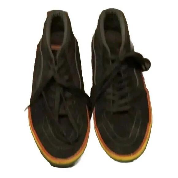 Vans Skate Grosso Mid Rasta Black Suede Canvas Shoe Mens 7.5 Red Yellow Green
