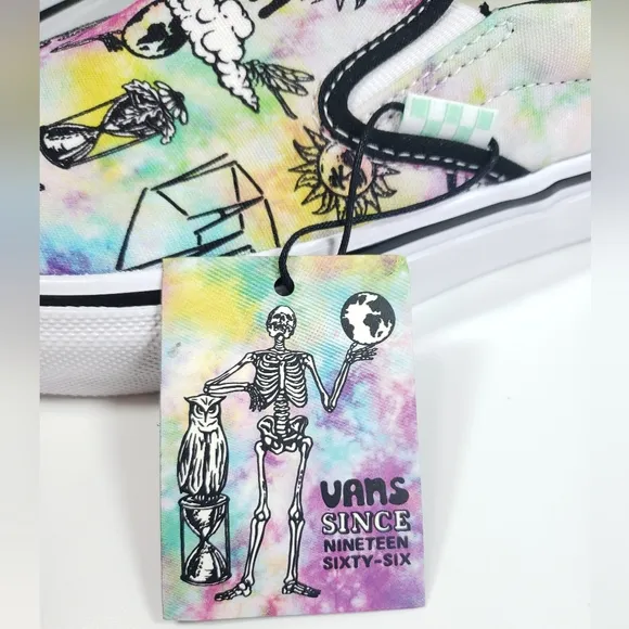 Vans Skate Slip-on Shroom Doom Skeleton Multicolor Canvas Sneakers Men's 8