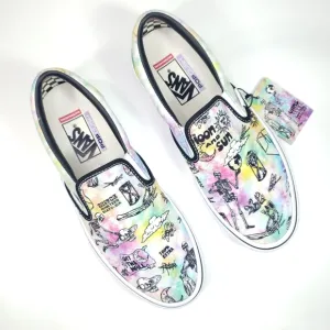 Vans Skate Slip-on Shroom Doom Skeleton Multicolor Canvas Sneakers Men's 8
