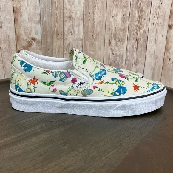 Vans Slip On Butterfly Floral Canvas Sneaker Size 7 Women