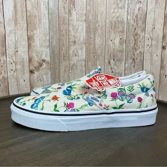 Vans Slip On Butterfly Floral Canvas Sneaker Size 7 Women