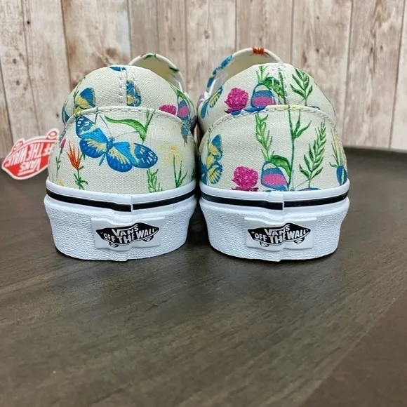 Vans Slip On Butterfly Floral Canvas Sneaker Size 7 Women