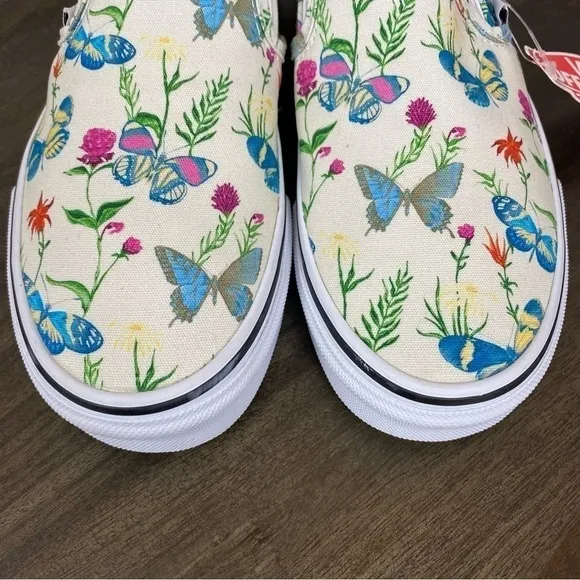 Vans Slip On Butterfly Floral Canvas Sneaker Size 7 Women