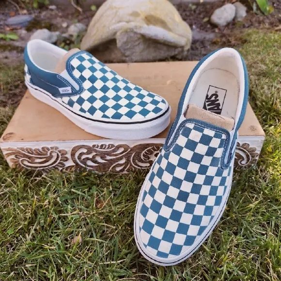 VANS Slip-On Checkerboard Blue Coral &amp; True White