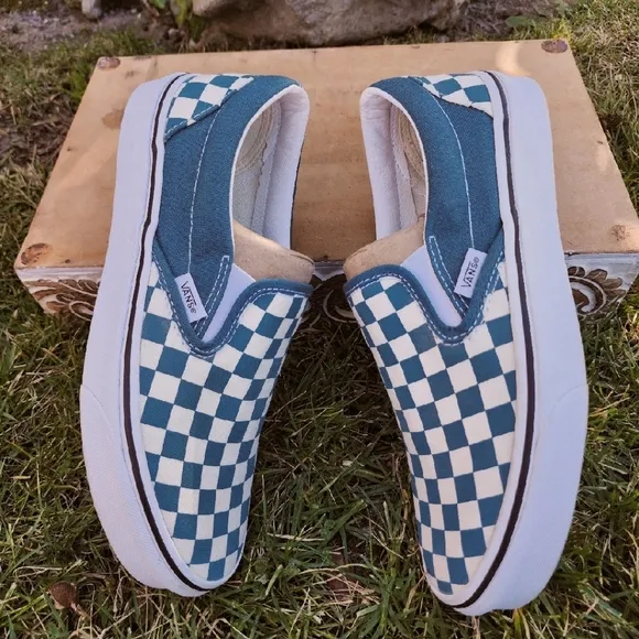 VANS Slip-On Checkerboard Blue Coral &amp; True White