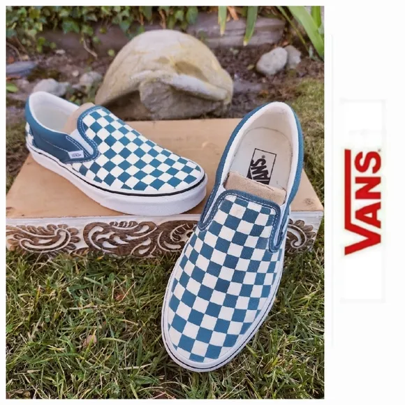 VANS Slip-On Checkerboard Blue Coral &amp; True White