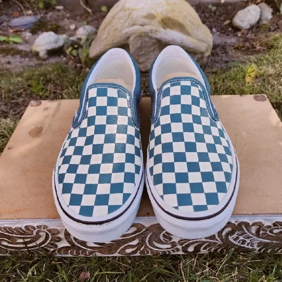 VANS Slip-On Checkerboard Blue Coral &amp; True White