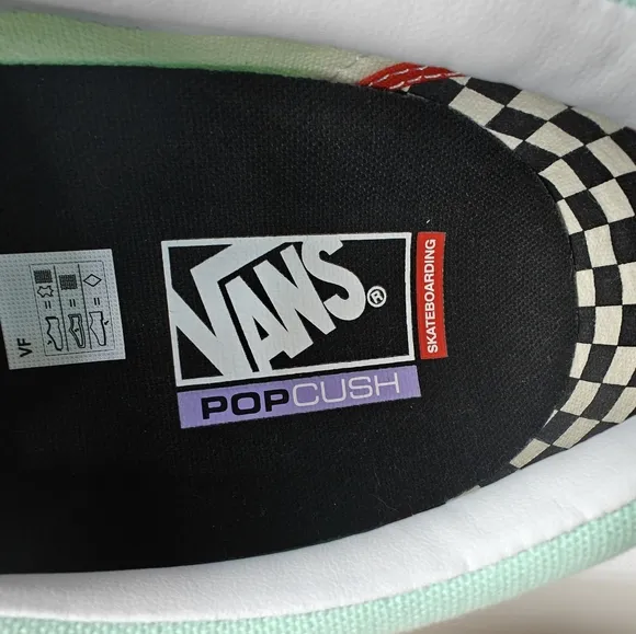Vans Slip-On Mint Green Black Suede Canvas Skateboard PopCush Sneakers Men's 13