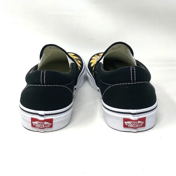 VANS Slip On Sneakers Canvas Yellow Black Men's Skate Low Top Custom Alsu01247