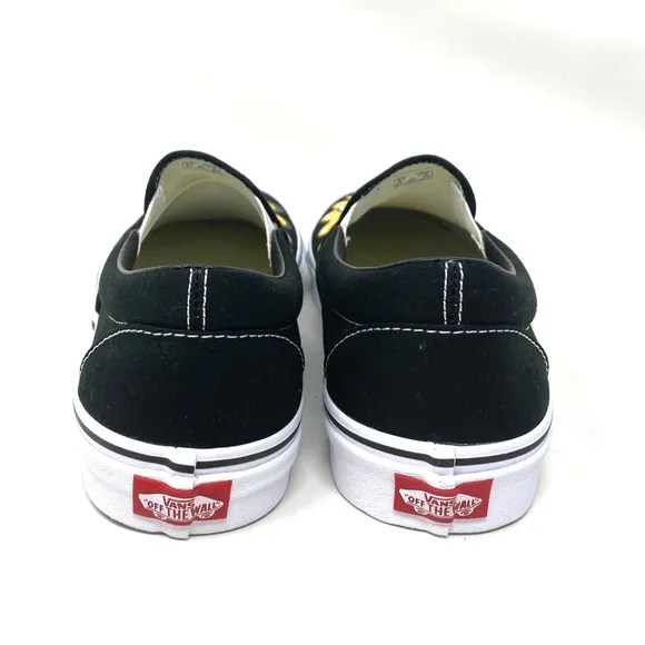 VANS Slip On Sneakers Canvas Yellow Black Men's Skate Low Top Custom Alsu01247