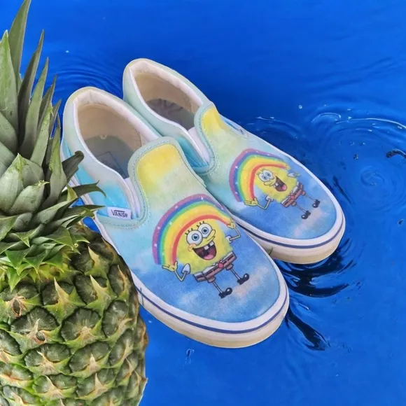 VANS /SPONGE BOB COLAB &quot; IMAGINATION&quot; SLIP ON YOUTH SNEAKERS