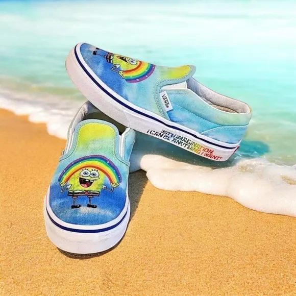 VANS /SPONGE BOB COLAB &quot; IMAGINATION&quot; SLIP ON YOUTH SNEAKERS