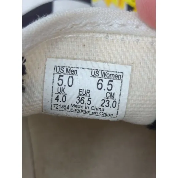 Vans Sunflower Dreams Checkerboard Platform slip on Shoes Womens 6.5 Great Cond