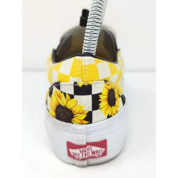 Vans Sunflower Dreams Checkerboard Platform slip on Shoes Womens 6.5 Great Cond