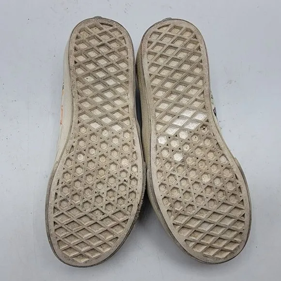 Vans U Paint Kids 1 Slip On White Skulls Canvas Casual Everyday Shoes