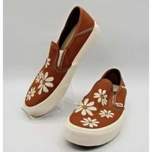 Vans VR30 Cush Tan Floral Daisy Slip On Shoes Size 8.5M-10W EVA Comfort Skater