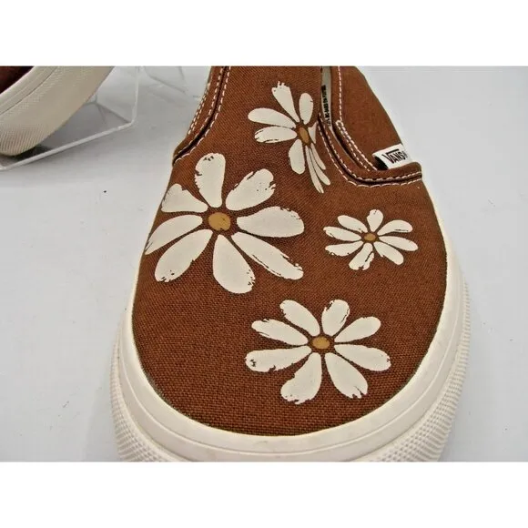 Vans VR30 Cush Tan Floral Daisy Slip On Shoes Size 8.5M-10W EVA Comfort Skater