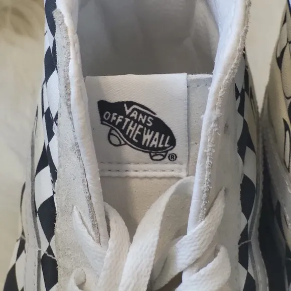Vans White  Suede, Checkerboard  Hi Tops Sneakers For Men Size 11