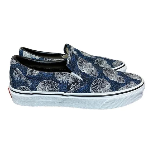 Vans Wireframe Skulls Classic Slip On Sneaker Size 7.5 Women