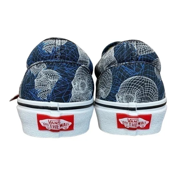 Vans Wireframe Skulls Classic Slip On Sneaker Size 7.5 Women