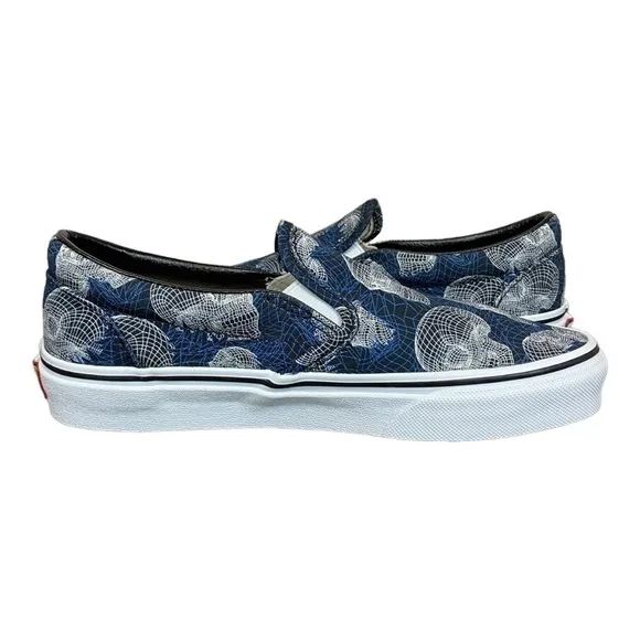 Vans Wireframe Skulls Classic Slip On Sneaker Size 7.5 Women