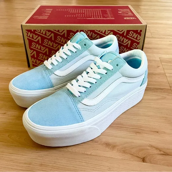 Vans -Women Old Skool Stackform Shoes, Color Suede/Canvas BlockBlue Size 8.0 US