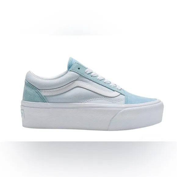 Vans -Women Old Skool Stackform Shoes, Color Suede/Canvas BlockBlue Size 8.0 US
