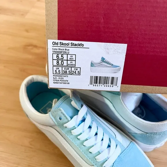 Vans -Women Old Skool Stackform Shoes, Color Suede/Canvas BlockBlue Size 8.0 US