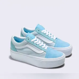 Vans -Women Old Skool Stackform Shoes, Color Suede/Canvas BlockBlue Size 8.0 US